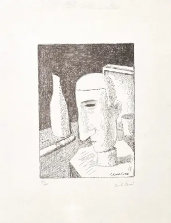 石版画 Carra - Carlo Carrà (1881–1966) – Gentiluomo ubriaco – Zinc lithograph – 1949