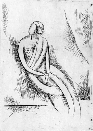 蚀刻版画 Carra - Figura femminile