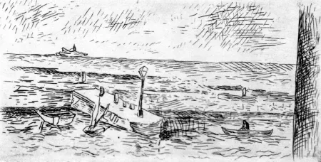 蚀刻版画 Carra - Il molo di Camogli