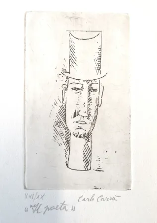 蚀刻版画 Carra - Il poeta