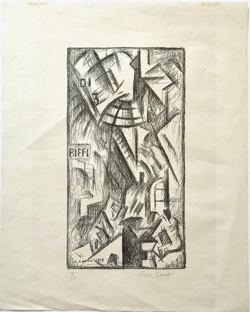 石版画 Carra - La galleria di Milano