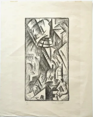 石版画 Carra - La galleria di Milano