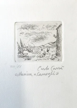 蚀刻版画 Carra - Marina a Camogli