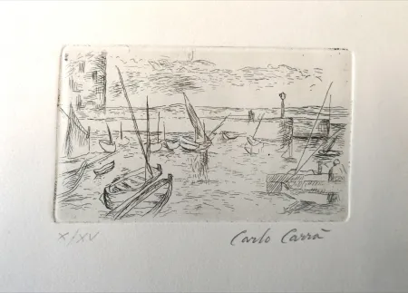 蚀刻版画 Carra - Marina a Camogli