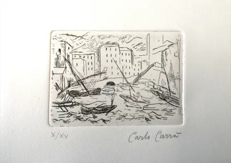 蚀刻版画 Carra - Porto di Camogli II