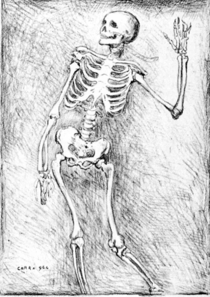 石版画 Carra - Scheletro danzante