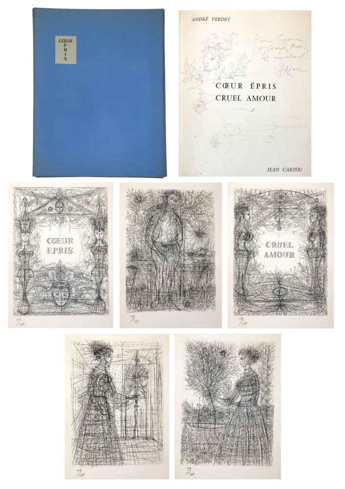 插图书 Carzou - André VERDET Coeur épris, cruel amour. Pointes sèches originales de Jean Carzou