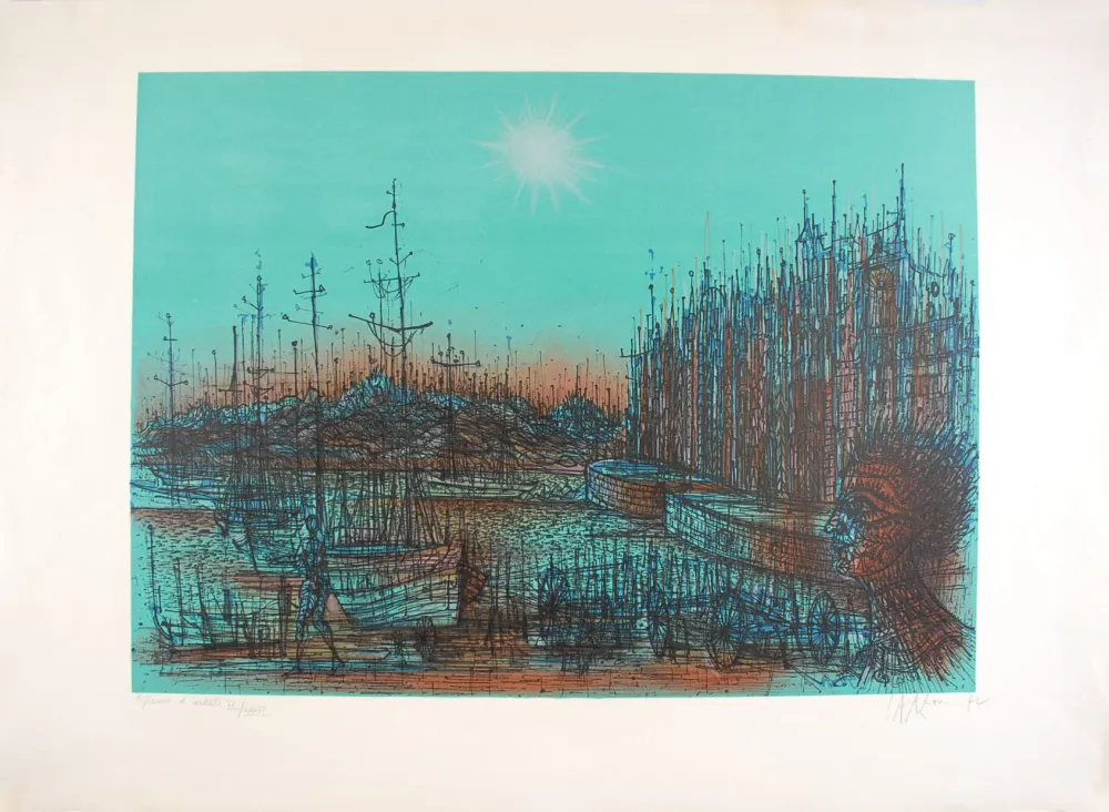 石版画 Carzou - Bateau