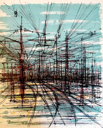 石版画 Carzou - La voie ferrée