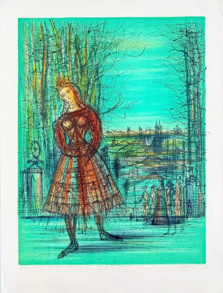 石版画 Carzou - Princesse d'Azur