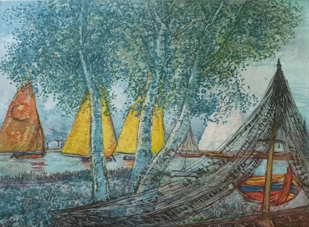 蚀刻版画 Cascella - Barche