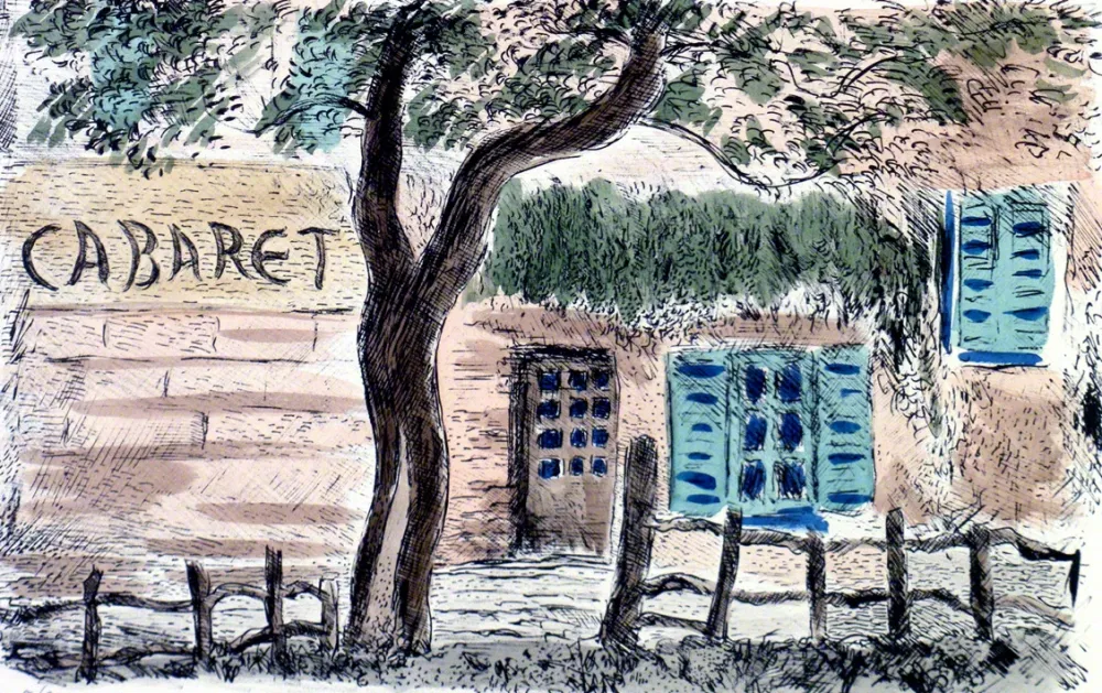 石版画 Cascella - Cabaret Lapin Agil a Montmartre