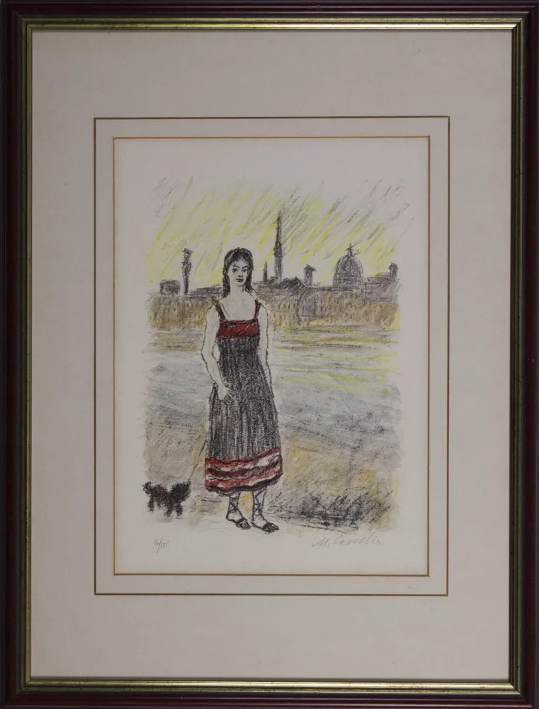 石版画 Cascella - Firenze Ponte San Nicolò