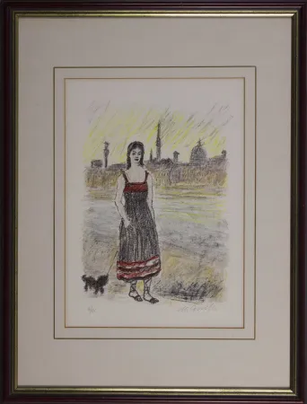 石版画 Cascella - Firenze Ponte San Nicolò