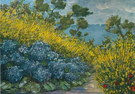 蚀刻版画 Cascella - Ortensie tra le ginestre