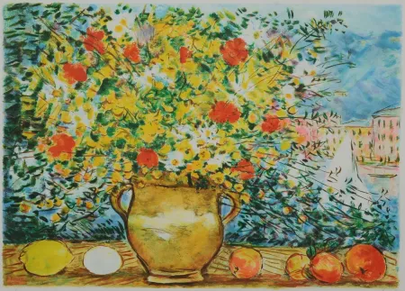 石版画 Cascella - Vaso di fiori