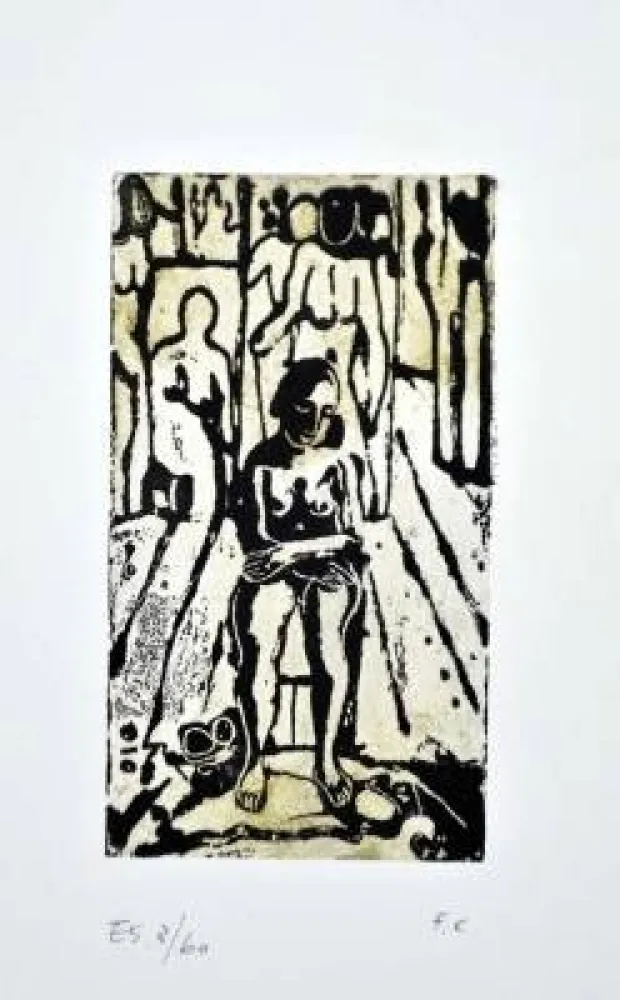 油毡版画 Casorati - Donna nella stanza