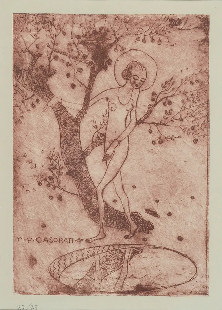 蚀刻版画 Casorati - Eva che si specchia nel laghetto