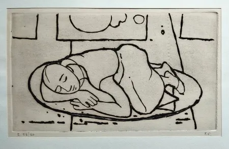 油毡版画 Casorati - Figura accovacciata