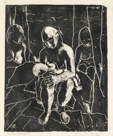 版画 Casorati - Maternità (Le prigioniere)