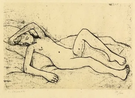 石版画 Casorati - Nudo disteso