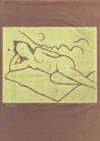 油毡版画 Casorati - Nudo sdraiato sulla coperta
