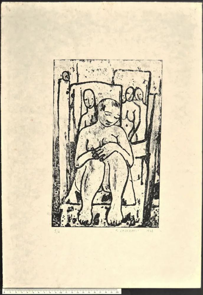 石版画 Casorati - NUDO SEDUTO NELLO STUDIO