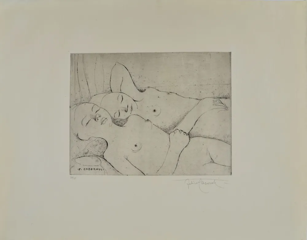 蚀刻版画 Casorati - TWO SLEEPING GIRLS