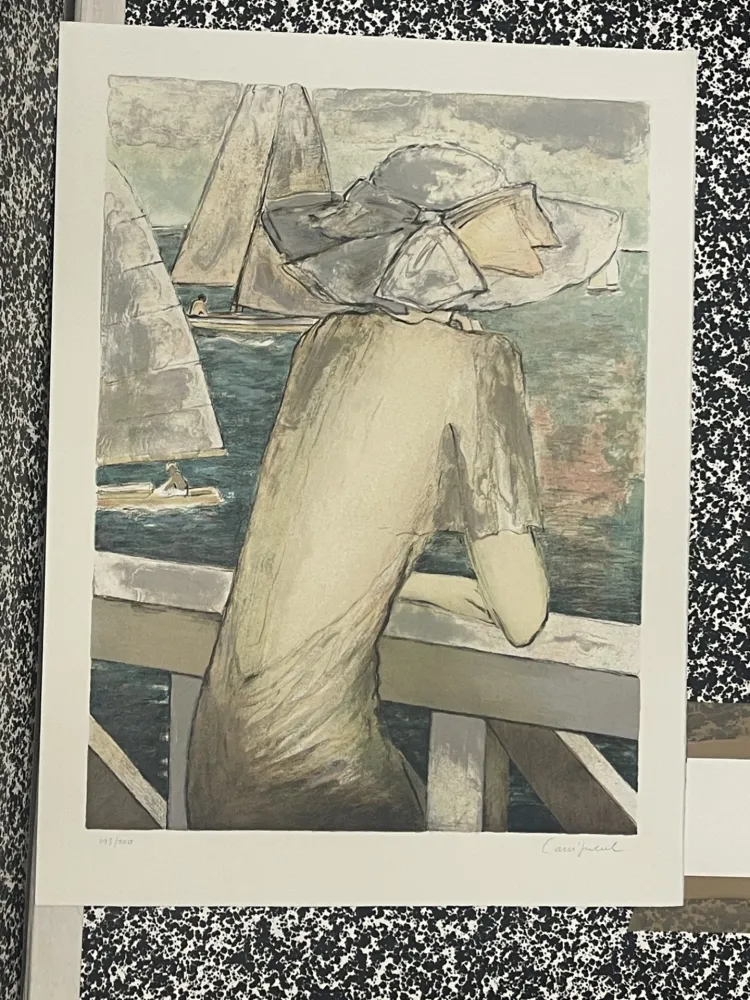 石版画 Cassigneul  -  INCONNUE DEVANT LA MER (1976) CR 126(1976)