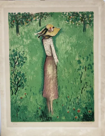 石版画 Cassigneul  - Jean-Pierre Cassigneul (né en 1935) Les Pommiers -  1974.