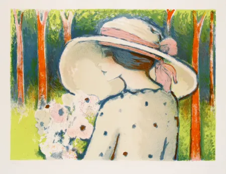 石版画 Cassigneul  - Les Arbes Rouge