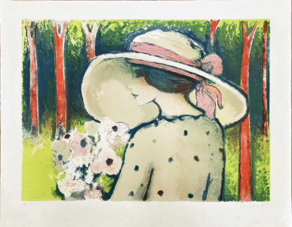 石版画 Cassigneul  -  Les Arbres Rouges