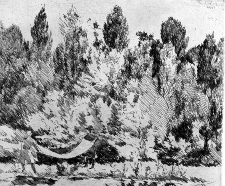 蚀刻版画 Castellani - Lenzuola al sole