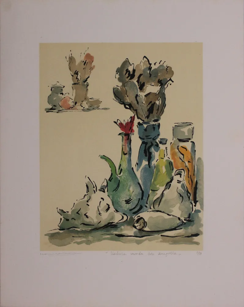 石版画 Castellani - Natura morta con ampolla