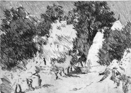 蚀刻版画 Castellani - Piccolo paesaggio a Reforzate