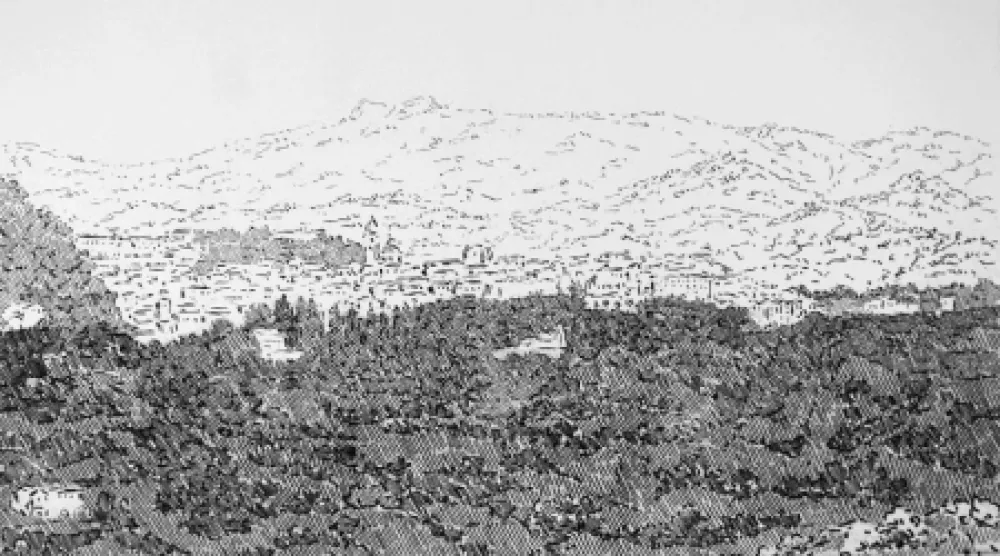 蚀刻版画 Castellani - Urbino visto dalle Cesane