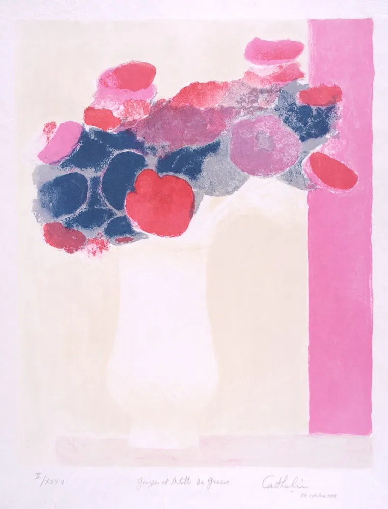 石版画 Cathelin - Anémones 2 - Anemones 2