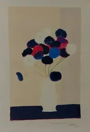 石版画 Cathelin - Anémones à la table noire  (1989  ) 