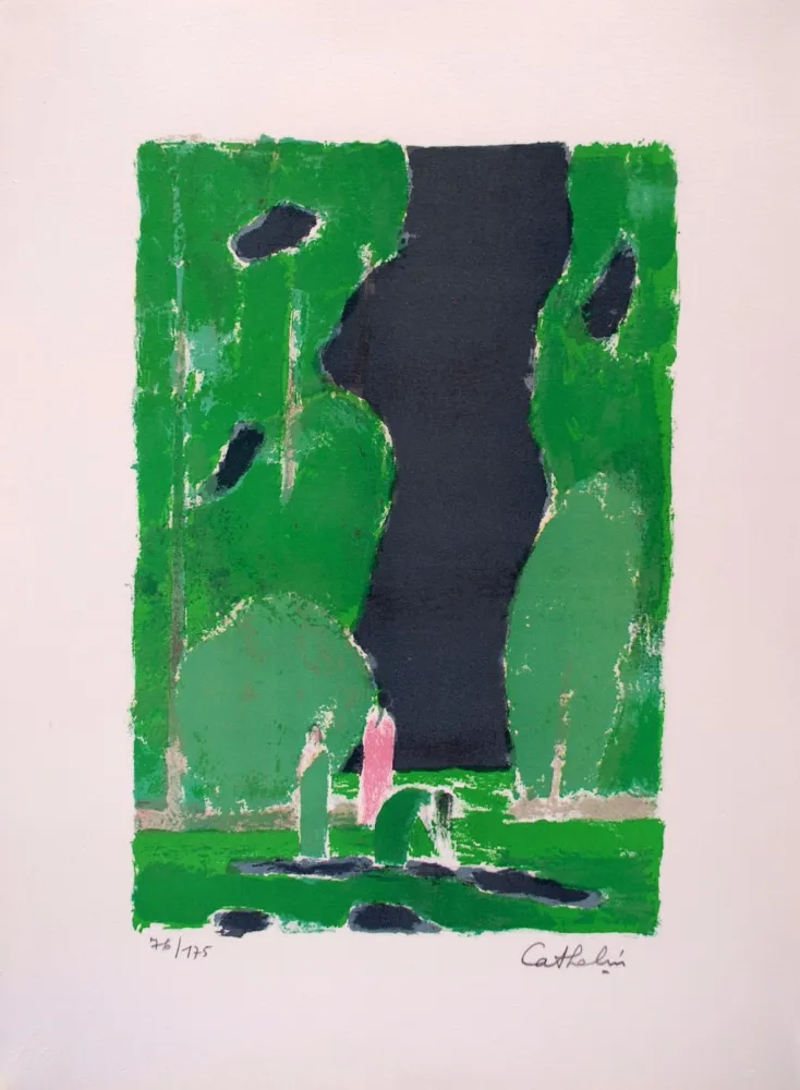 石版画 Cathelin - Clairière à Ceylan I - Clearing in Ceylan I