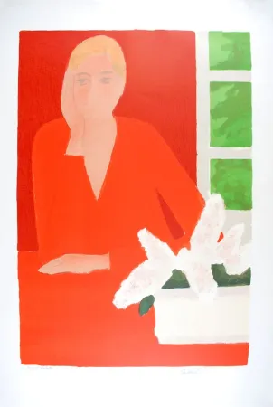 石版画 Cathelin - Régine aux Rebatières - Régine at the Rebatieres