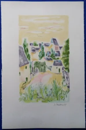 石版画 Cavailles - Village en Provence