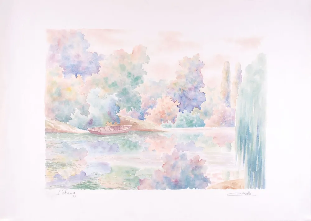 石版画 Cavalle - L'étang