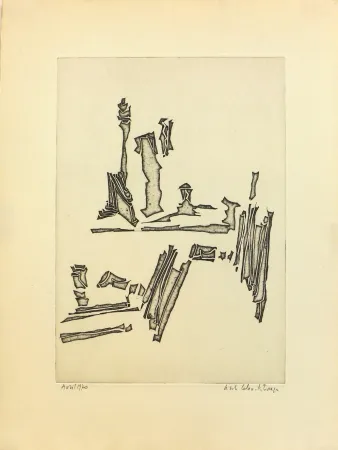 蚀刻版画 Celan Lestrange - Sans titre