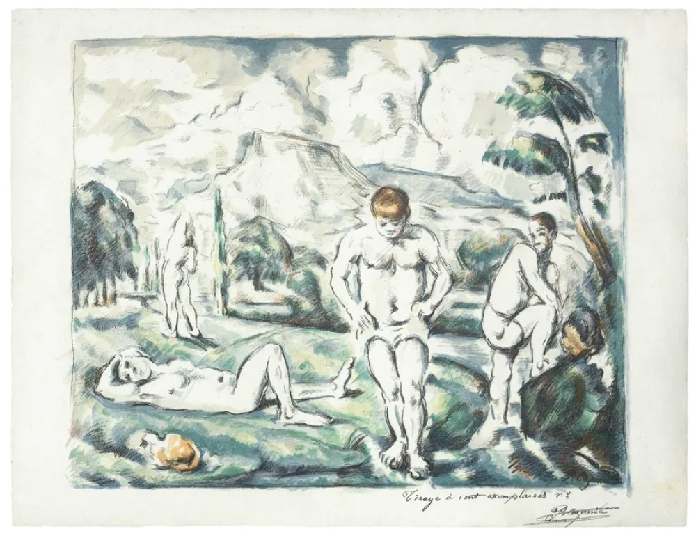 石版画 Cezanne - Les baigneurs