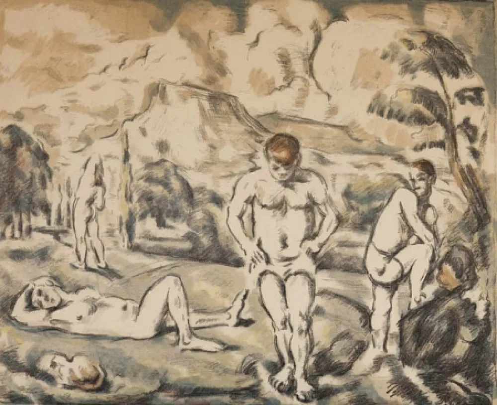 石版画 Cezanne - Les baigneurs / The Bathers
