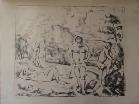 石版画 Cezanne - Les Baigneurs / The Bathers (Large plate)