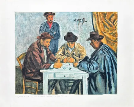 版画 Cezanne - Paul Cézanne (1839–1906) - The Card Players - Etching with aquatint on Arches paper - 1929