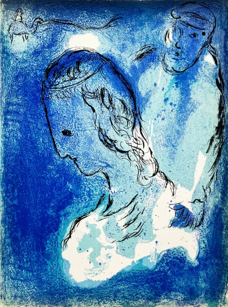 石版画 Chagall - Abraham und Sarah