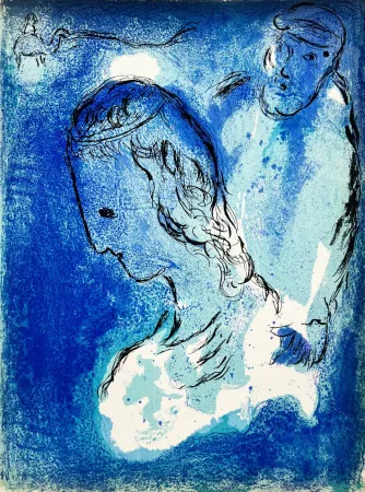 石版画 Chagall - Abraham und Sarah