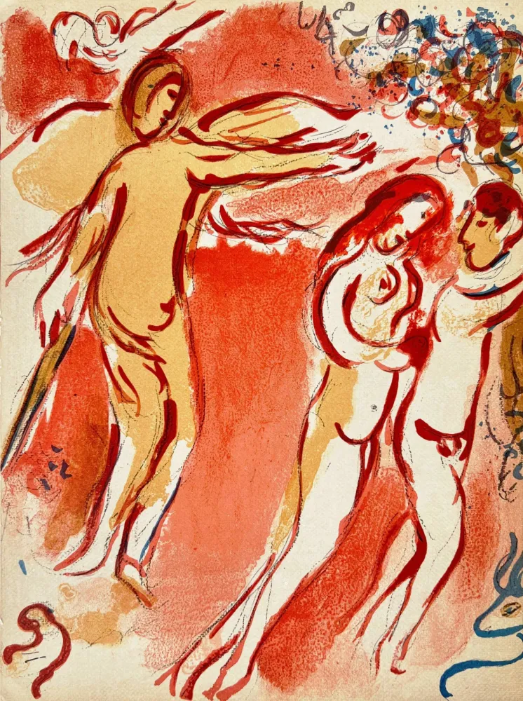 石版画 Chagall - Adam and Eve